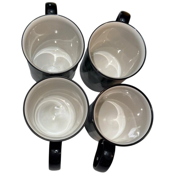 4 Dunoon Christmas Holiday Black Mug Holly Berries Poinsettia 4" Scotland Made - Picture 4 of 6